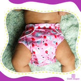 Reusable Baby Cloth Diaper with Adjustable Snap Buttons and Inserts (Set of 4)